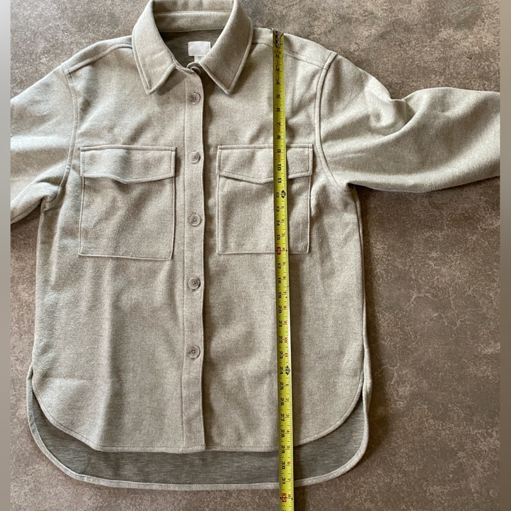 Light Grey Green Oversized Shacket Button-Up Shirt - image 7